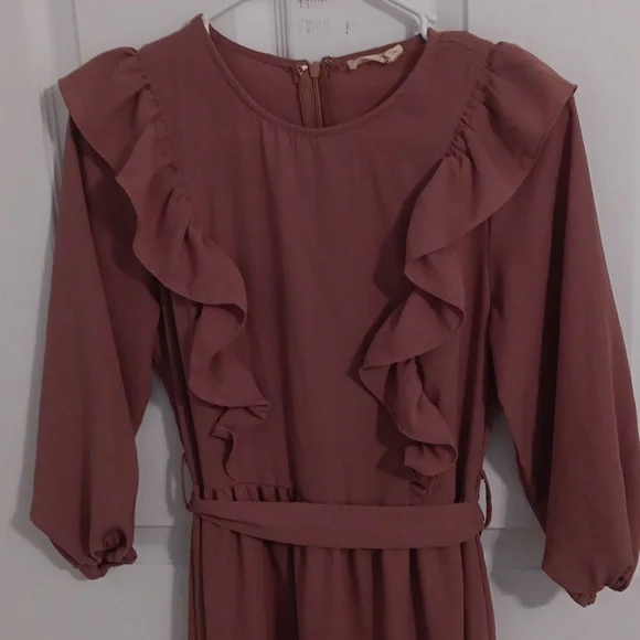 Roolee Dusty Rose Ruffle Long Sleeve Dress - Picture 5 of 5